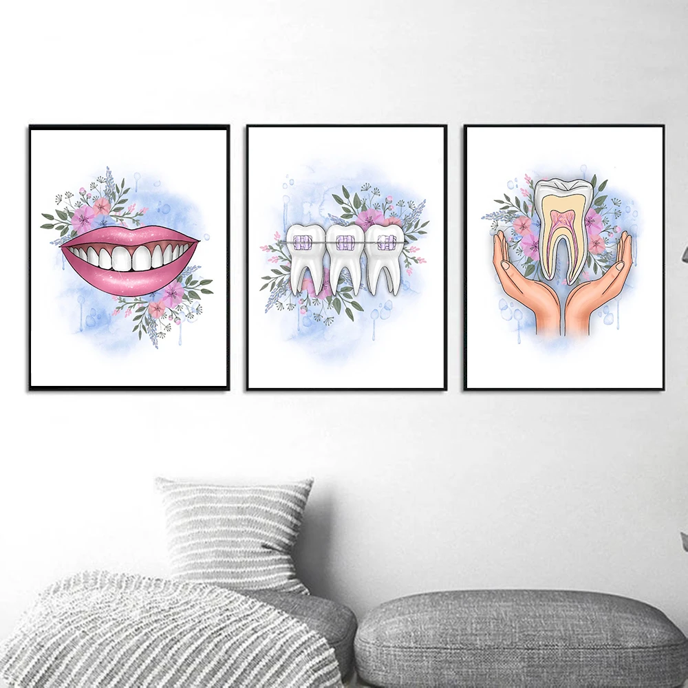 Tooth Implant Canvas Wall Painting Dental Art Poster Dentist Anatomy Prints Medical Wall Art Pictures Hospital Clinic Decoration