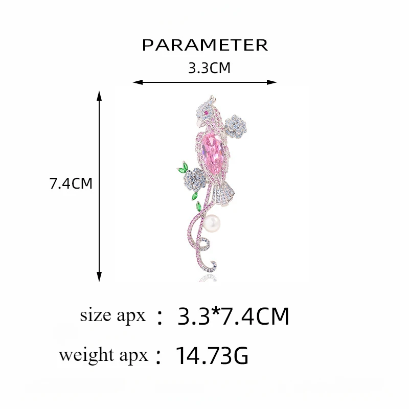 OKILY رائعة الزركونيوم الببغاء ابتلاع بروشبين المتخصصة تصميم لؤلؤ المياه العذبة الفاخرة جميل الطيور بروشيه اكسسوارات للنساء