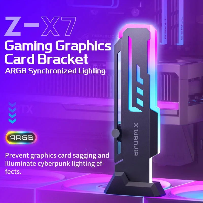 

Кронштейн для игровой видеокарты Power Train Z-X7 с синхронизированным ARGB-освещением 5V 3PIN, регулируемый по высоте держатель VGA-карты
