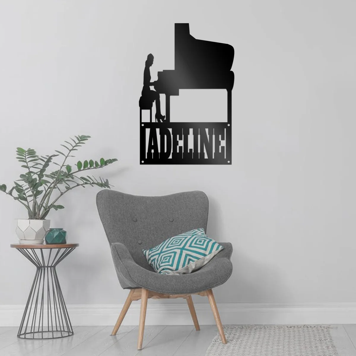 

1pc cool Piano player Personalized Name Iron Wall Signs Metal Wall Plaque For Living Room Kids Room