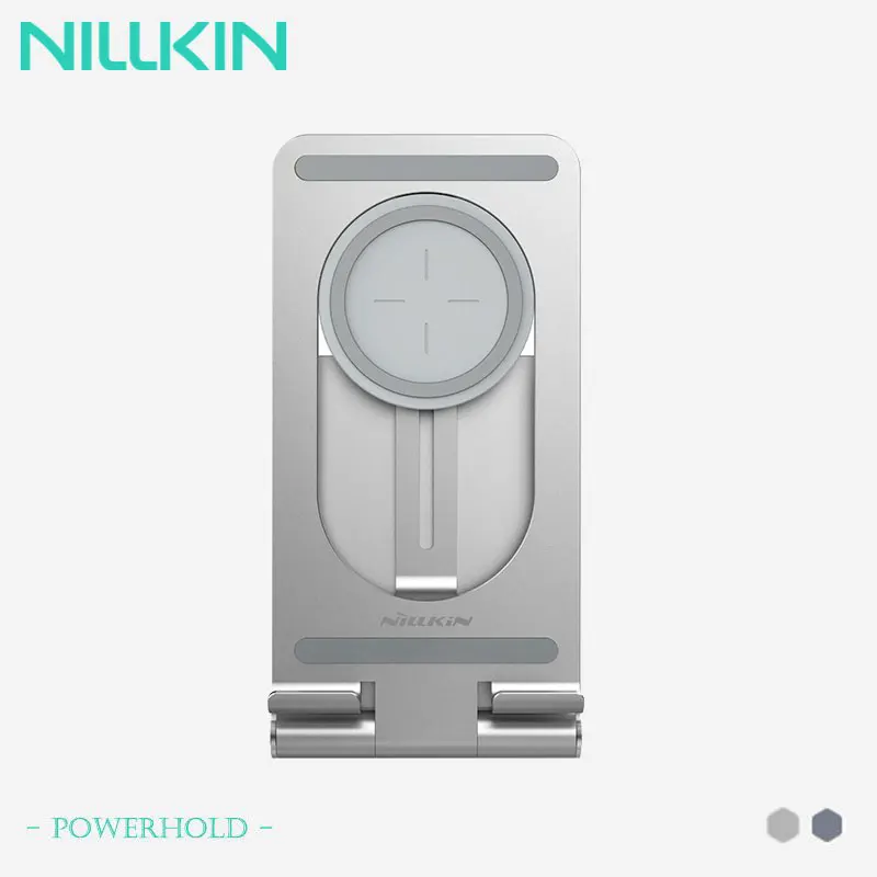 

NILLKIN Adjustable Tablet Stand Charger - 15W Foldable Alloy Dock, Cervical Relief Holder for iPad Pro/Air, Qi Wireless Charging