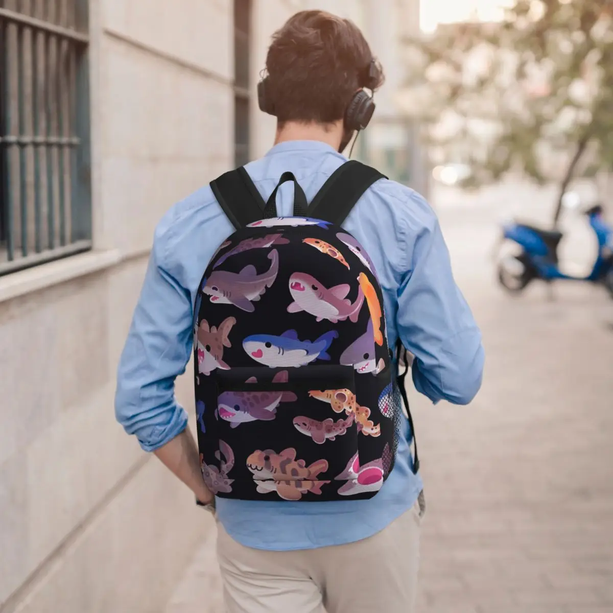 Shark Day Backpack Boys Girls BookBag Kids School Bag Computer Shoulder Bags for Men Women