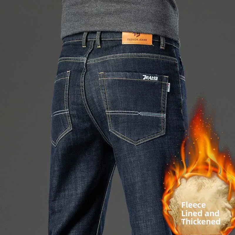 

Мужские джинсы из овечьей вельветовой ткани с начесом, повседневные, осенне-зимние, удлиненные, со средней посадкой, прямые, расклешенные