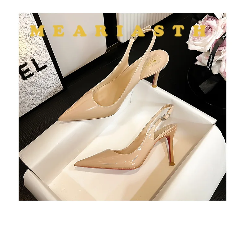 

Sexy ultra-high heels pointed sandals elegant summer patent leather suspender high heels trendy dress banquet women's shoes