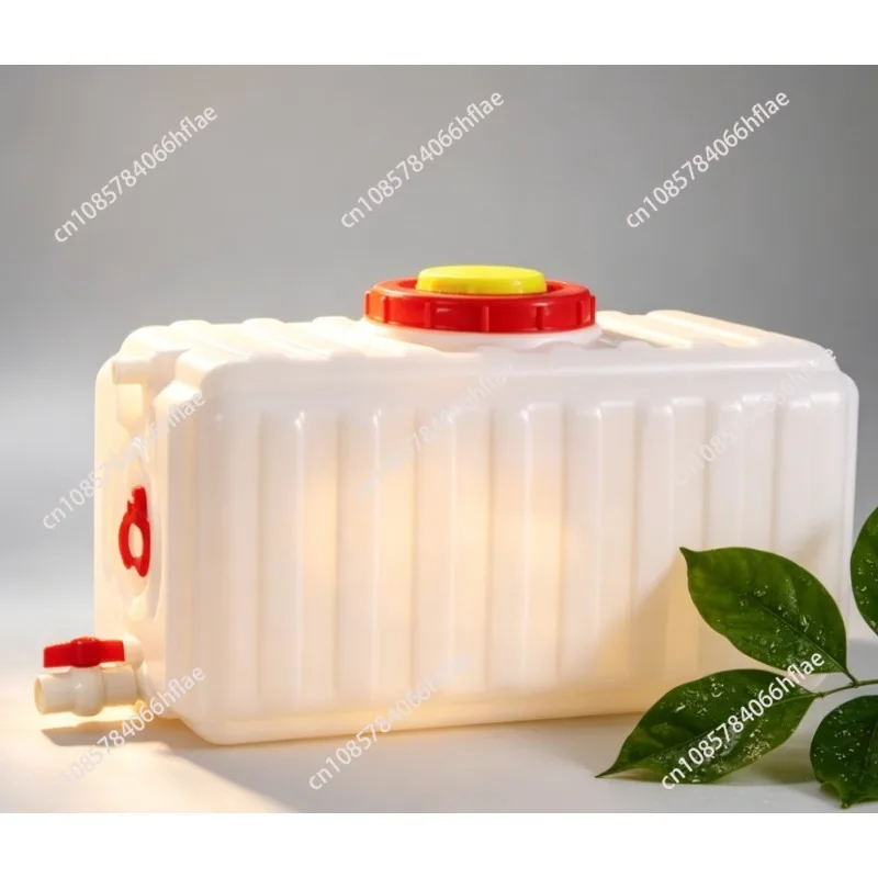 50-200L Thickened PE Horizontal Square Water Storage Tank with Lid, Outdoor Plastic Water Bucket