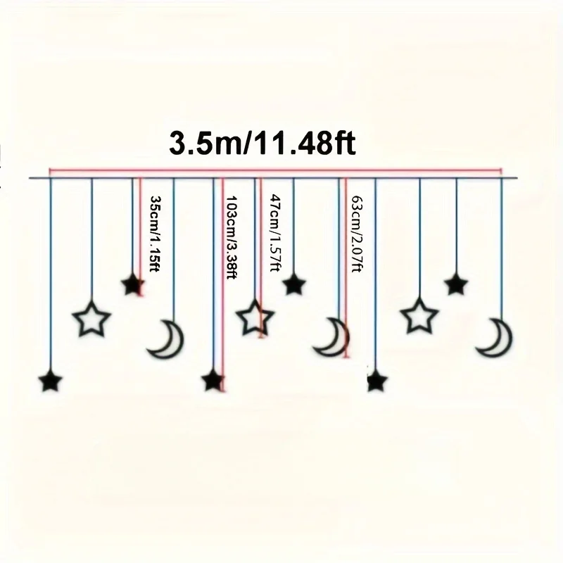 3.5M LED Star Moon Fairy Lights Battery Operated Warm White Waterproof Indoor Outdoor Party Decorations