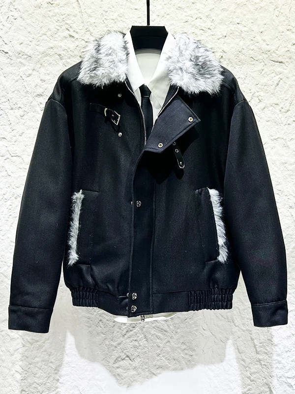 2025 Men's Winter New Warm Thickened Faux Fur Collar Parkas Men's Trendy Retro Stylish Parkas Jacket Long Sleeve Outerwear Coats