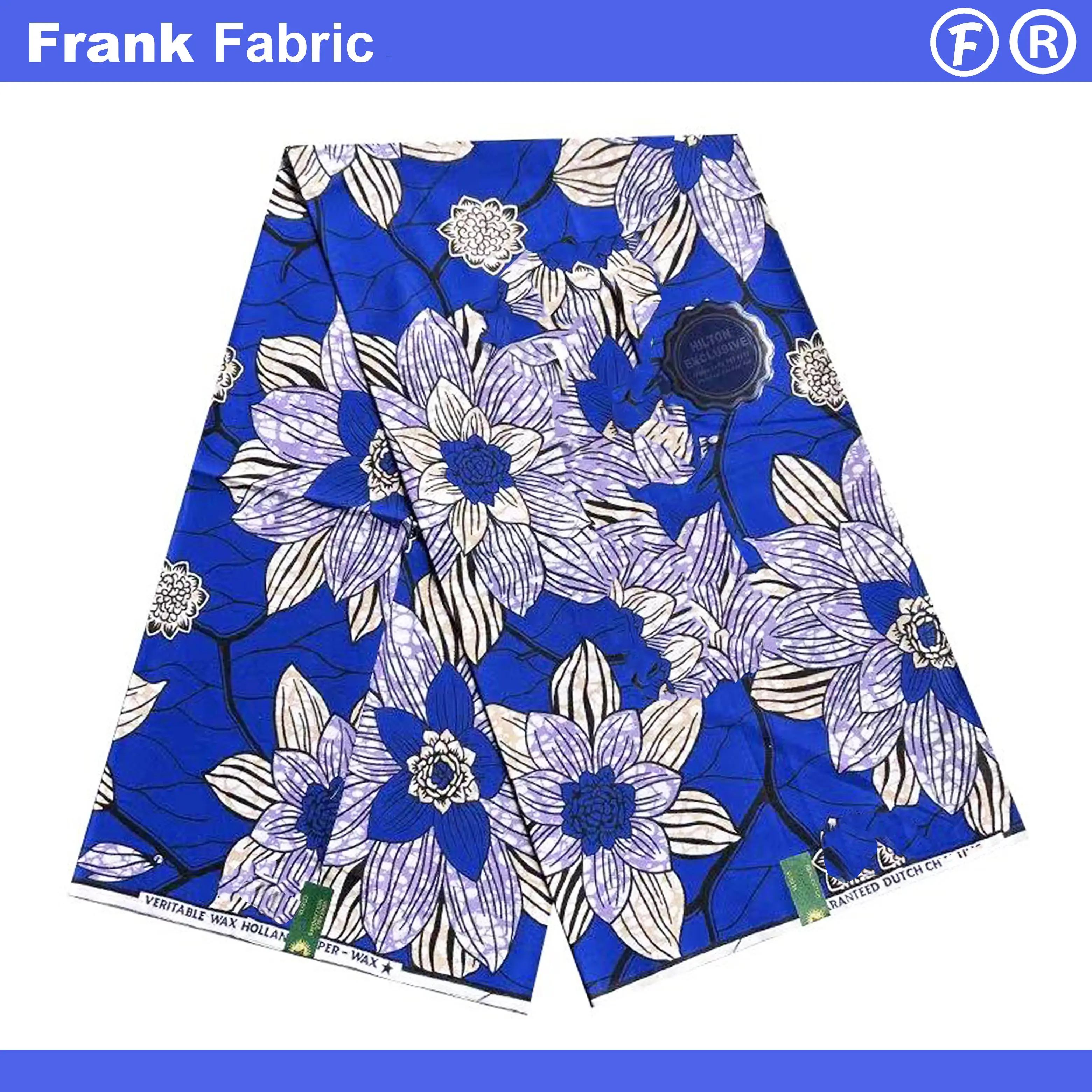 

100 хлопчатобумажных тканей Super Ankara Batik, 6 ярдов, настоящая мягкая голландская ткань с африканским воском и принтом, материал для шитья платья FF2508.051