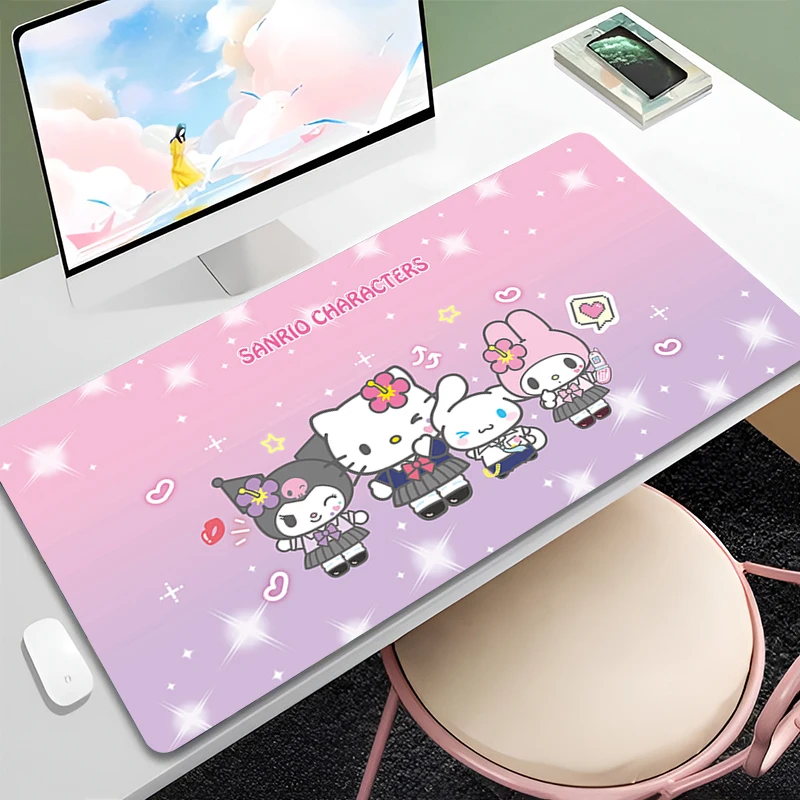 

XXL 900x400 Hello Kitty Mouse Pad Pink Cartoon Anti Slip Table Mat Gaming Mousepad Extended Keyboard Pads Anime Cat Laptop Pads