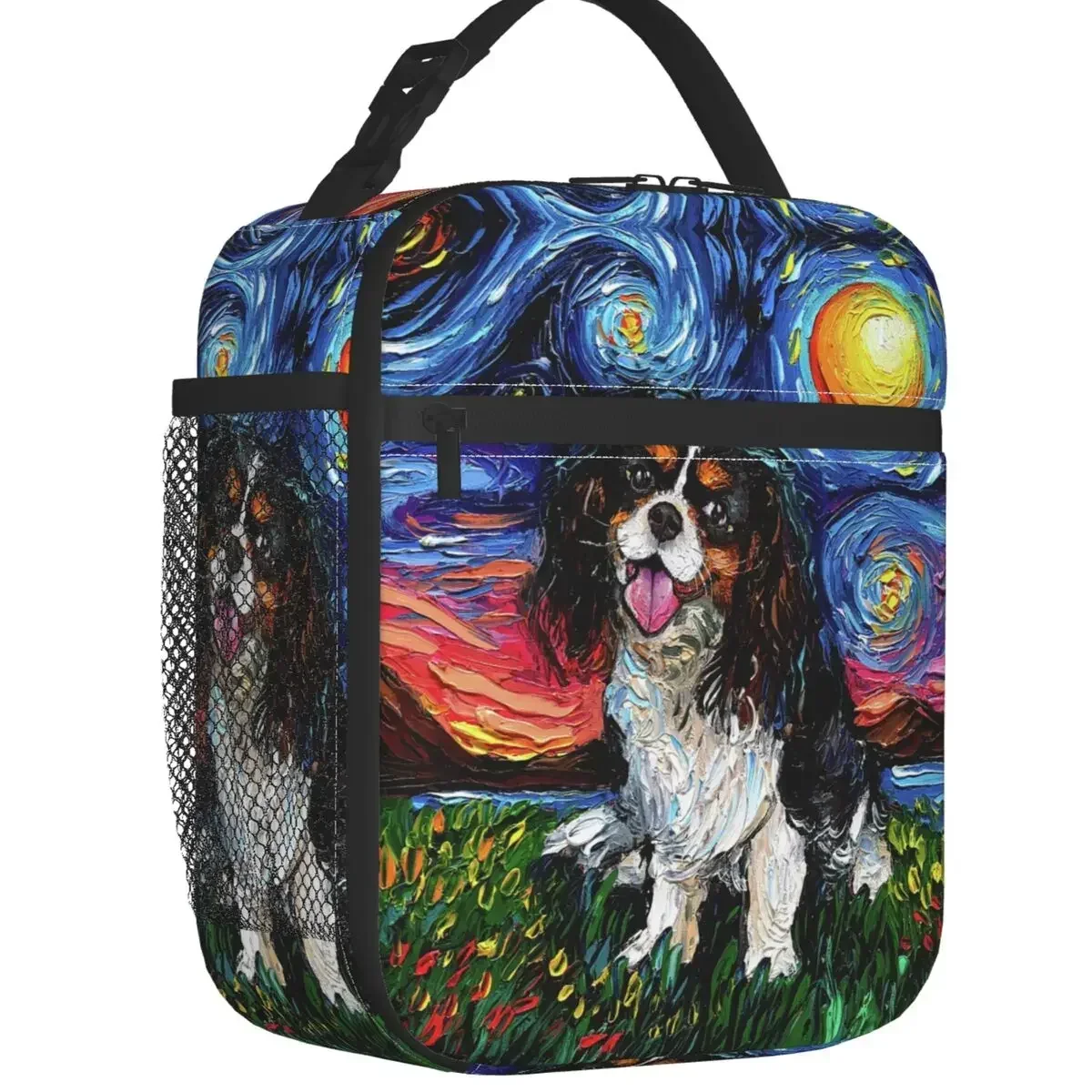 Cavalier King Charles Spaniel Starry Night Insulated Lunch Bag for Camp Travel Pet Dog Lover Portable Thermal Cooler Bento Box