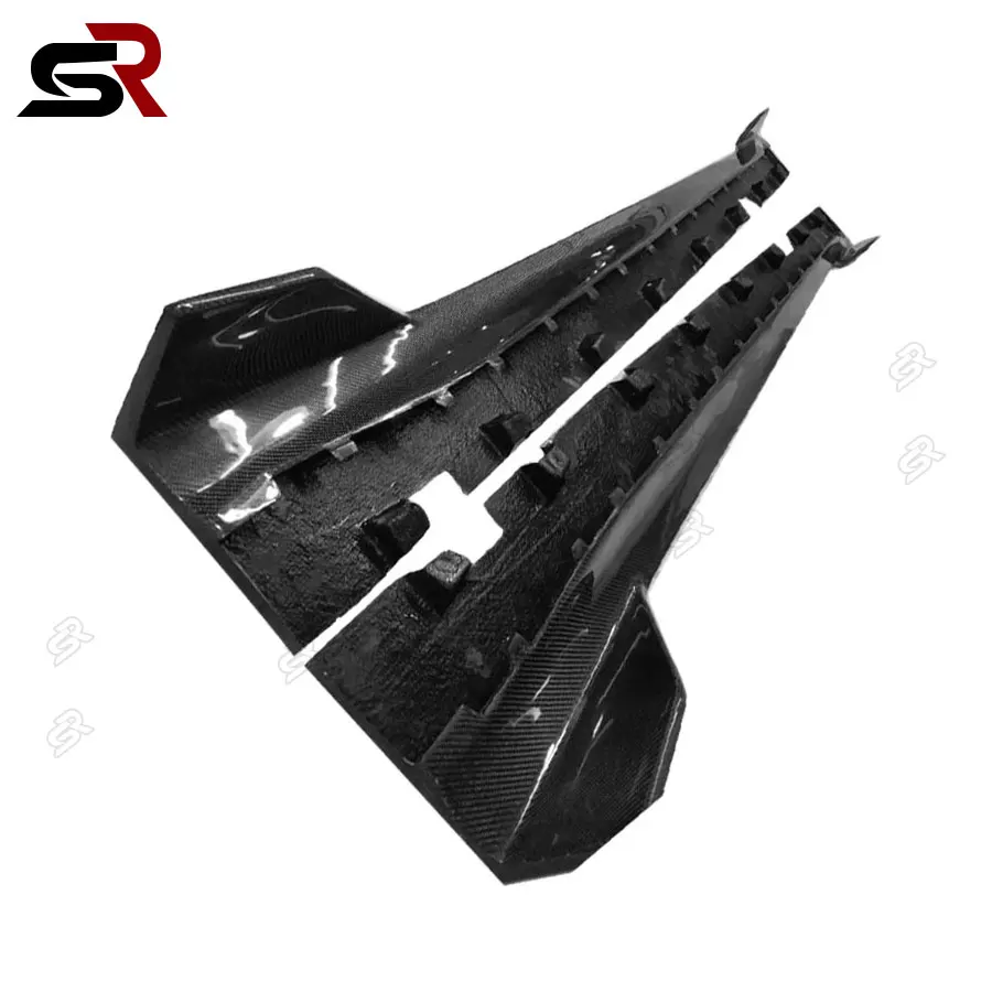 For Ford Mustang Carbon Fiber Side Skirt Bumper Wings Body Side Skirt Separator Winglet Flank Bumper Lip upgrade Body Kit 15-21