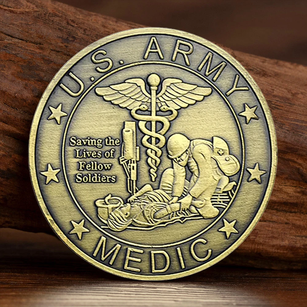 Medic Department of The Army Souvenir Coin Saving The Lives Fellow Soldiers Ancient Bronze Plated Collection Coins