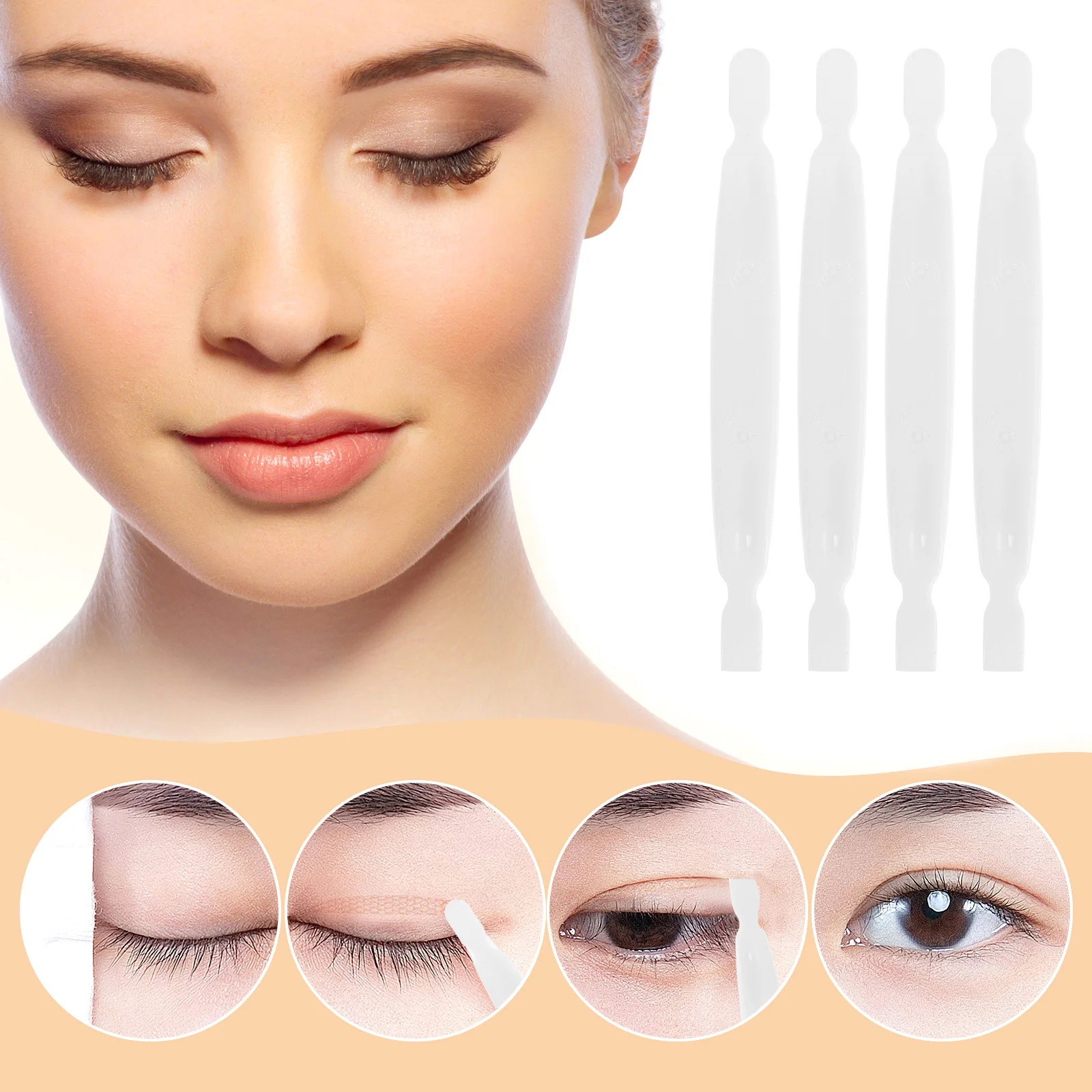 เทปติดตาสองชั้น 100 ชิ้น แบบแท่งพลาสติก ช่วยยกเปลือกตา อุปกรณ์ช่วยแต่งหน้า สำหรับการเดินทางและใช้ในชีวิตประจำวัน