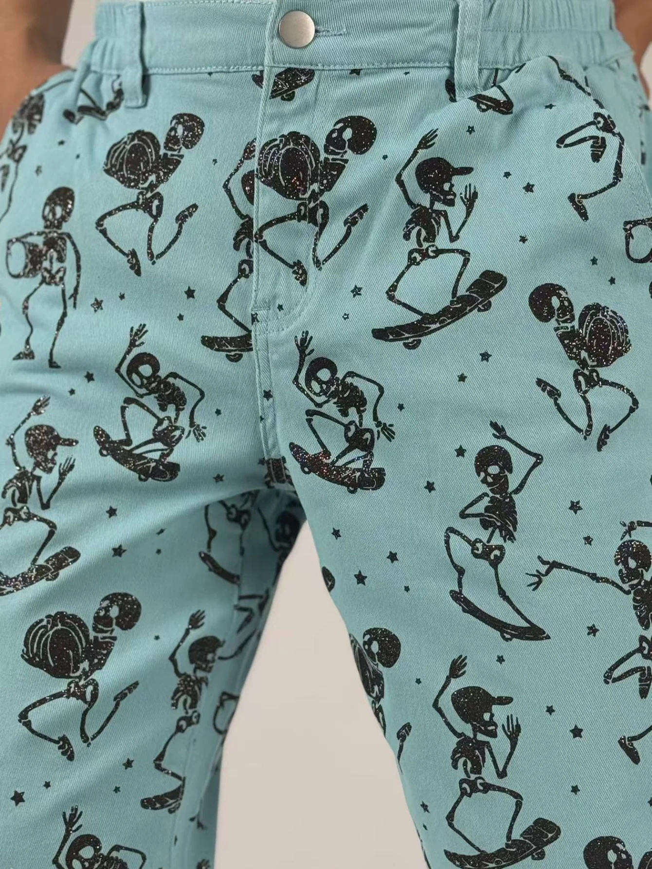 

KING JEANS Темно-синие мужские длинные брюки — эластичная талия с принтом, модный стиль хип-хоп, универсальный для всех случаев