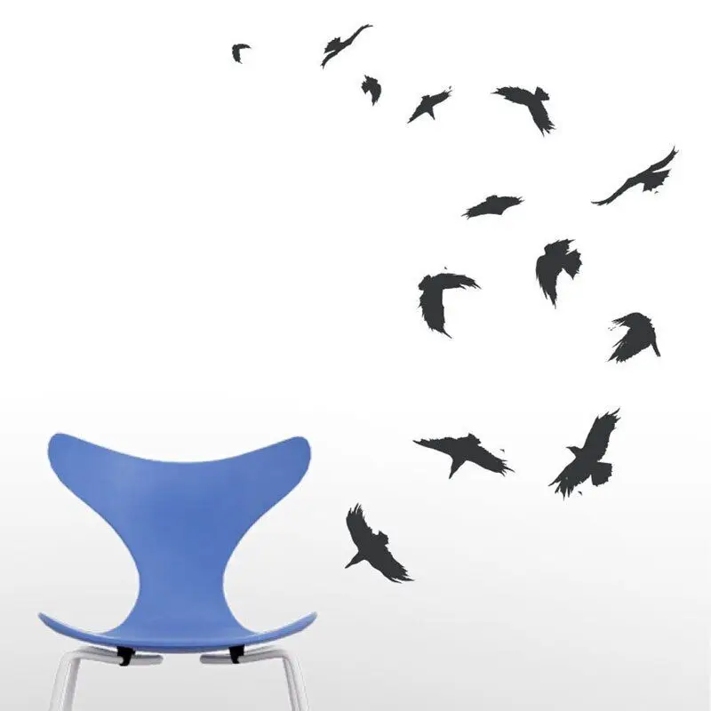 Circling Crows Wall Decal Nature Flock Of Birds Ceiling Decoration Decals Removable Self-adhesive Transfer Film Wallpaper 3B43