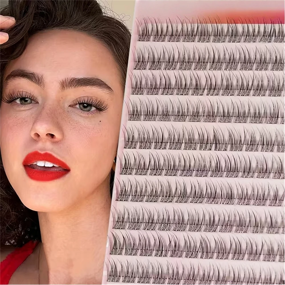 Self-Adhesive Eyelash Clusters No Glue Needed 120Pcs Natural C-Type Cured Self-Adhesive Eyelash Extension Press-On Lashes