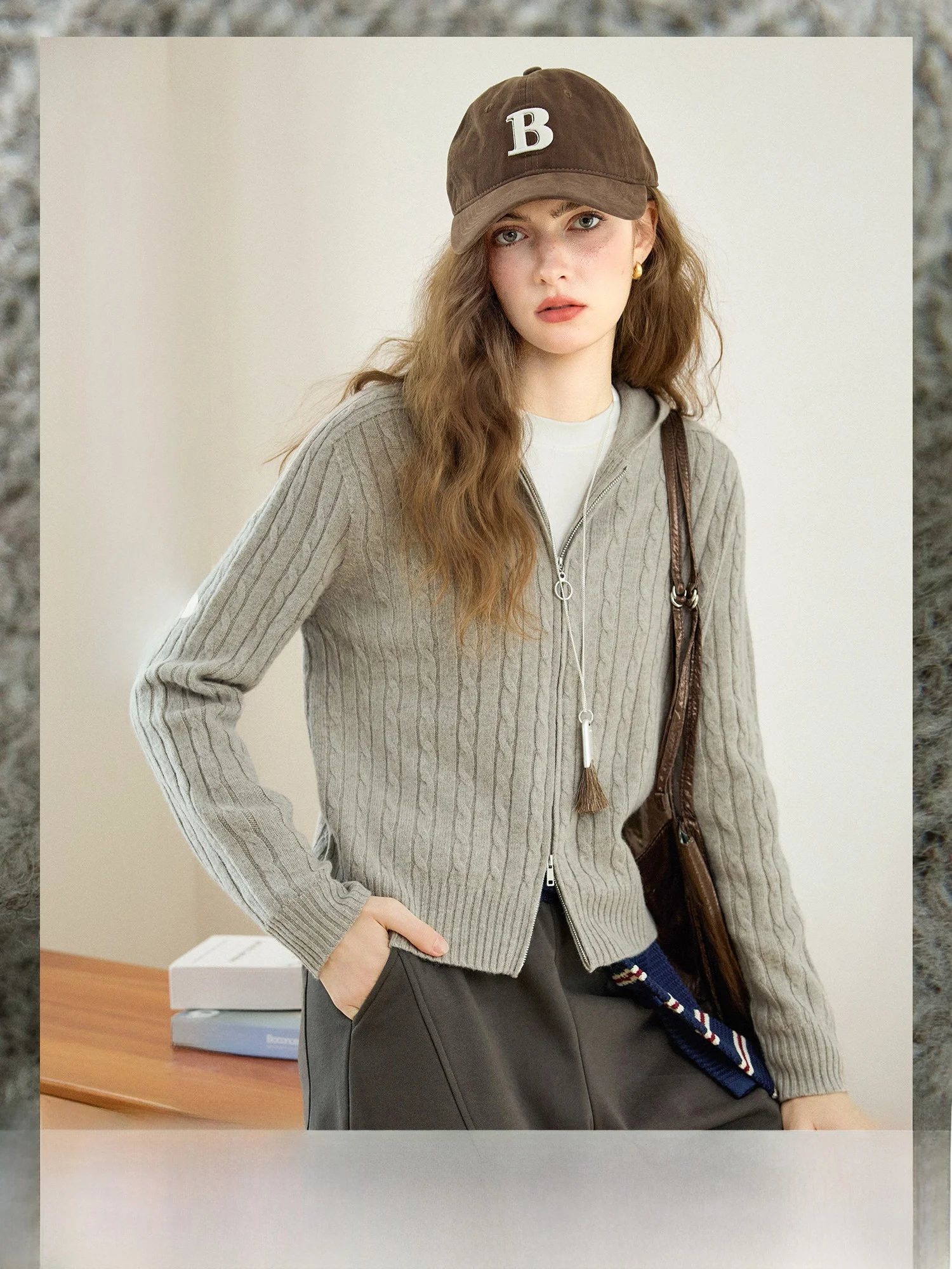 

Olive Twist Hat Sweater Loose Woolen Knitted Spring Cardigan Ele Sweater Casual Sle Women's Faion Commute Wear