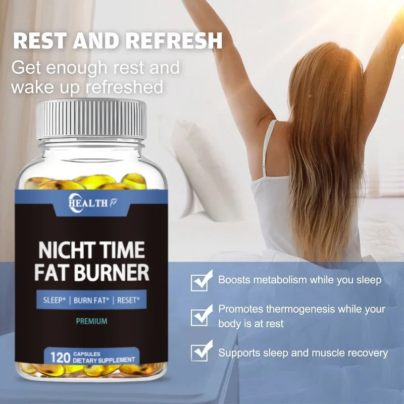 Night Fat Burner Capsules with Vit D3 Green Tea for Detox Intestinal