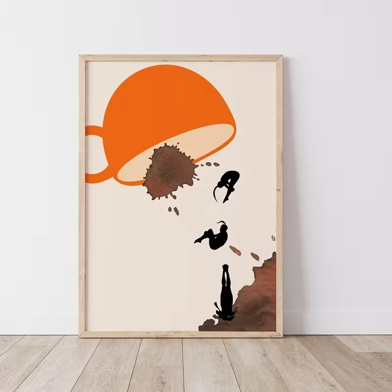 Moderner, bedruckter, kreativer Kaffeetassen-Kunstdruck, Leinwandgemälde, Poster, Bild für Schlafzimmer, Wohnzimmer, Heimdekoration