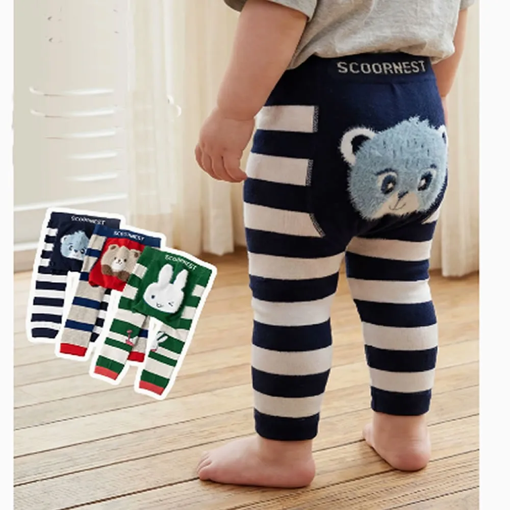 Boys and girls pantyhose wear bear-patterned nine-inch pants baby stocking striped cartoon animal letter big bottom pantyhose