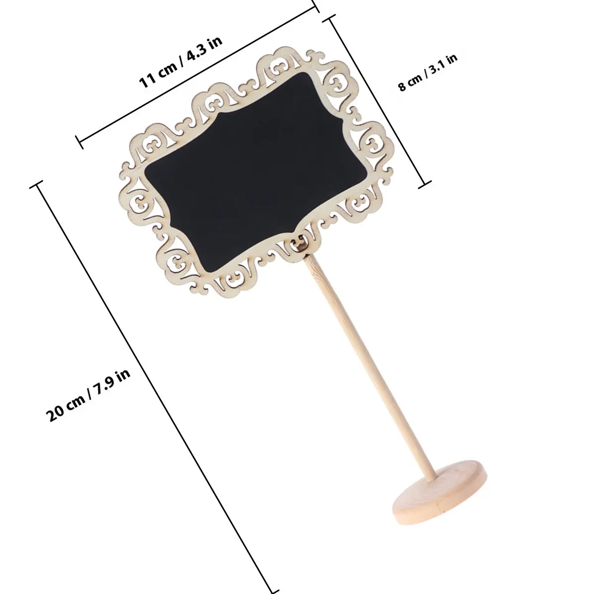 8Pcs Wooden Blackboard Set Mini Chalkboard Signs with Removable Stand Wipeable Water Pen Cleaning Cloth for Wedding Party Home