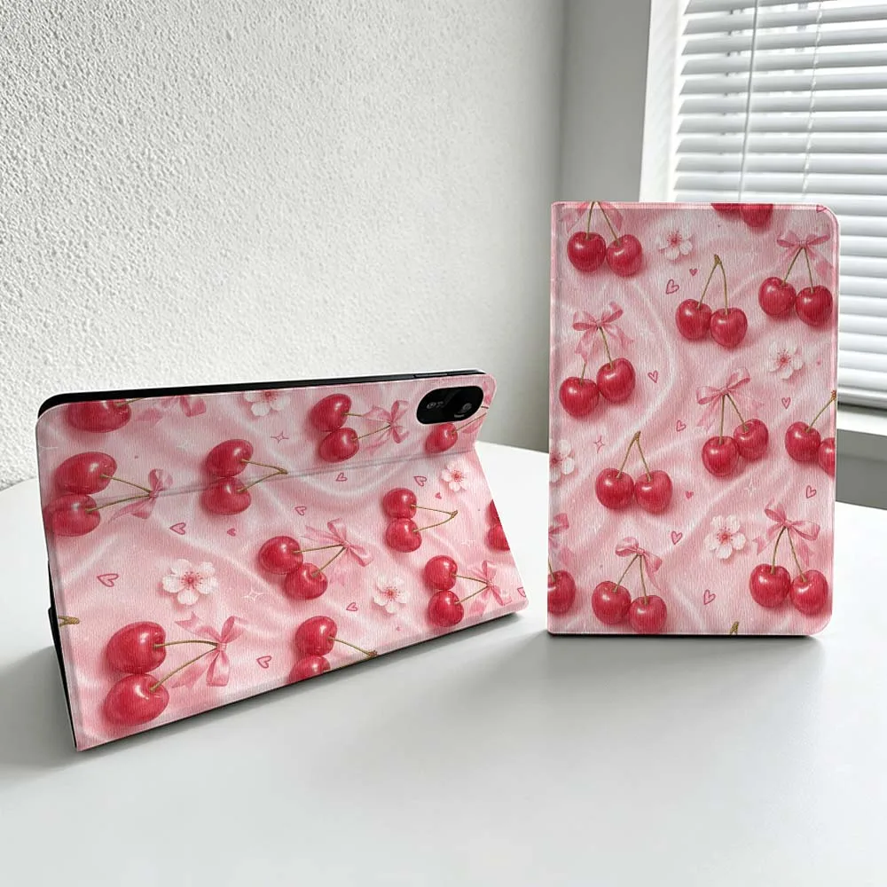 Pink Cherry Bow Cover For Xiaomi Redmi Mi Pad 8 7 6 5 4 2 SE K Pro Max Ultra Poco Pad Soft Inch Tablet Case