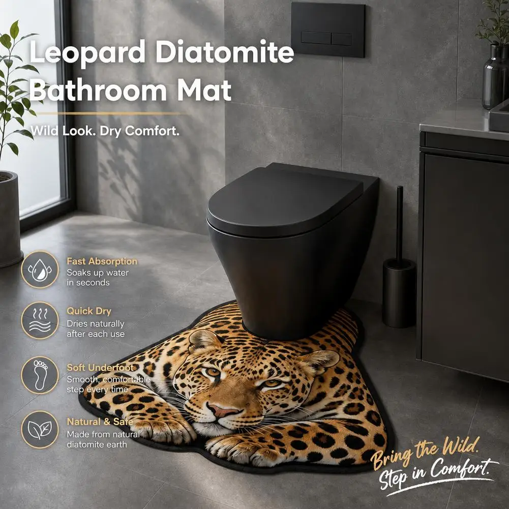50x80cm Irregular Animal Bathroom Floor Mat U-Shaped Toilet Seat Mat Diatomaceous Earth Absorbent Splash Proof Mat