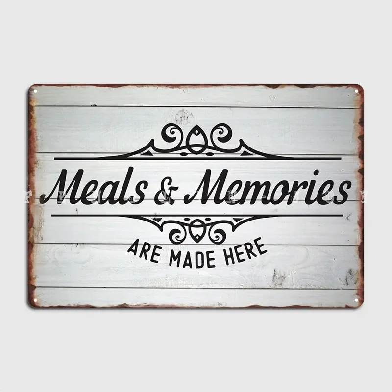 Mahlzeiten und Erinnerungen Bauernhof Metallschild Kino Wohnzimmer Club Bar individuelle Wanddekoration Blechschild Poster