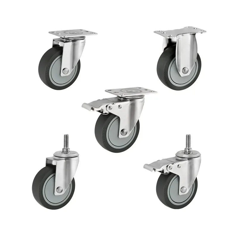 304 Stainless Steel Swivel Plate Caster 2 inch Industrial Caster for Furniture & Cart, Replacement Nylon Caster Wheel -4 Piece