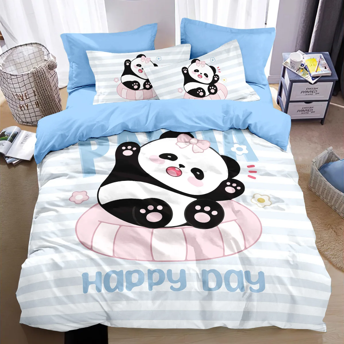 

3D Printed Cartoon Panda Duvet Cover Cute Panda Bedding Set Pillowcase Adult Boy Girl Bedroom Decoration Children Gift