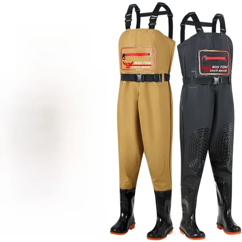 thickened-pvc-fishing-overalls-men's-half-body-rain-pants-and-boots-waterproof-overall-suit-for-fishing-and-outdoor-activities