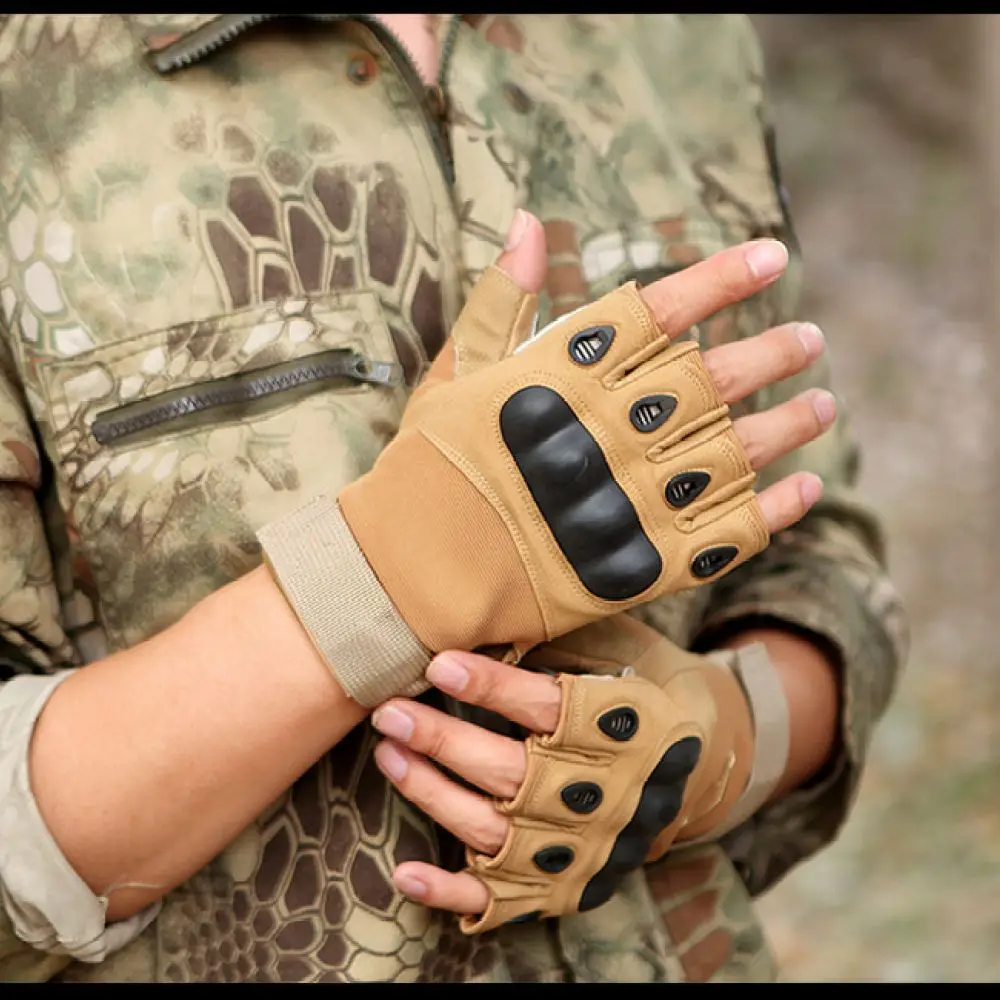 Outdoor Tactical Half Finger Gloves For Men Cycling Motorcycle Riding Protective Gear Anti Slip Shockproof Breathable