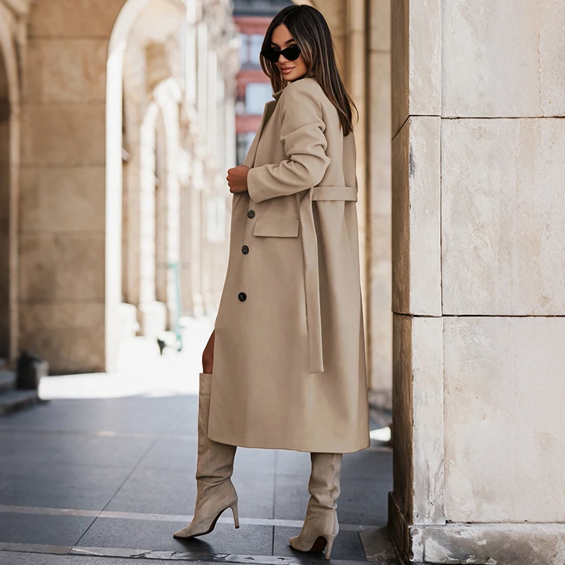 Winter and Autumn Thick Wool Coat 2026 New Design Elegant Business Casual Extended Style Wool Jacket Women