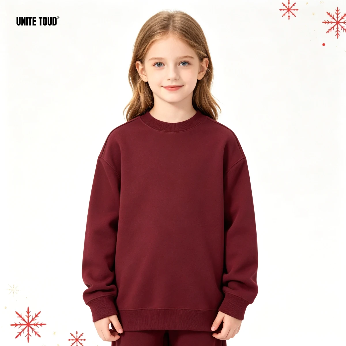 Kids 430GSM Heavyweight Crewneck Sweatshirt Oversized Loose Fit Thick Micro Fleece Autumn Winter Top Christmas Gift