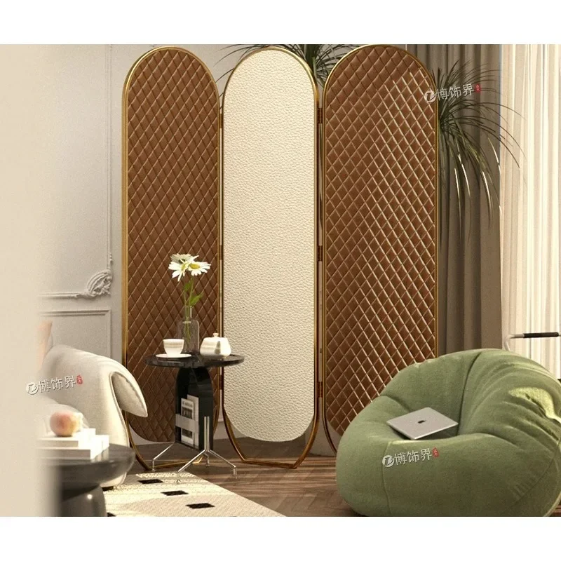 #American light luxury high-end screen entrance entrance living room blocking partition French background decoration folding mob