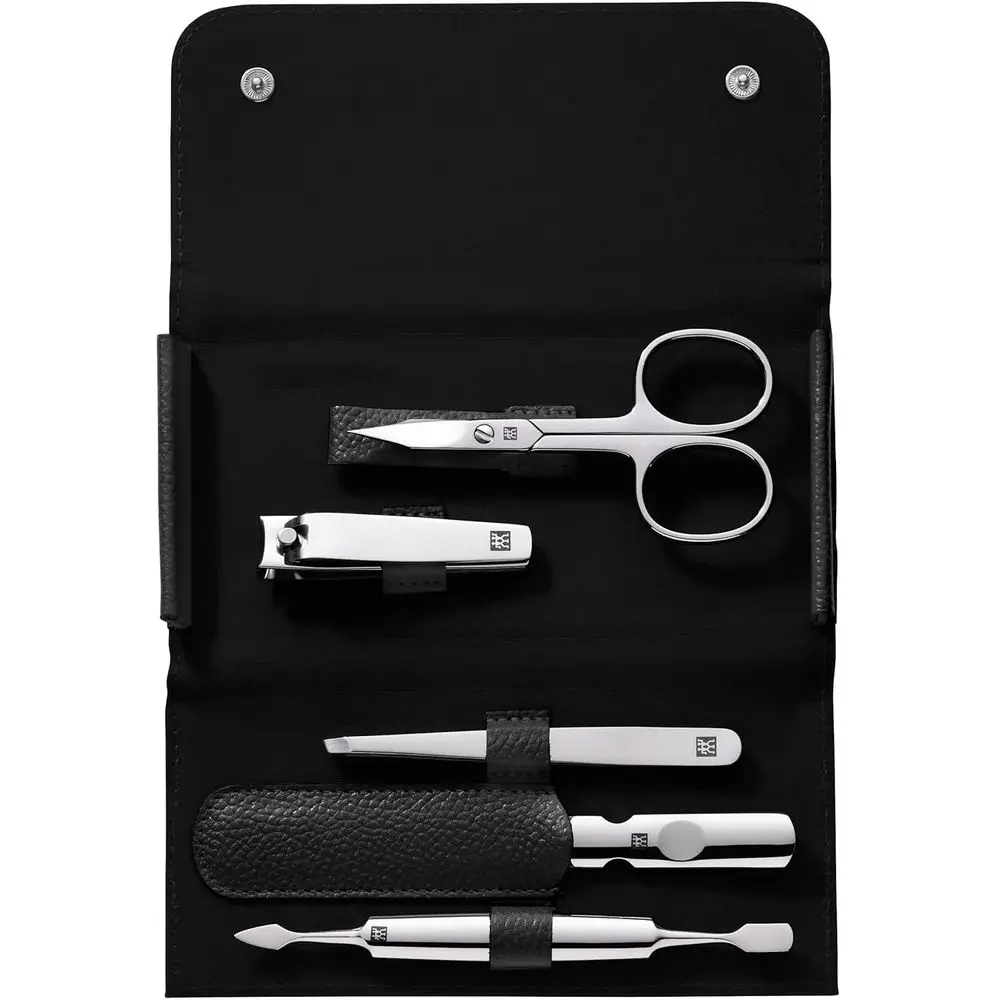 6-Piece Manicure Set with Black Leather Case