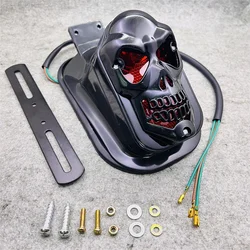 Yecnecty Black Skull Motorcycle Rear Light Motos Brake Lamp For Suzuki Chopper,12V 20W Motorbike Tail Light For Cafe Racer