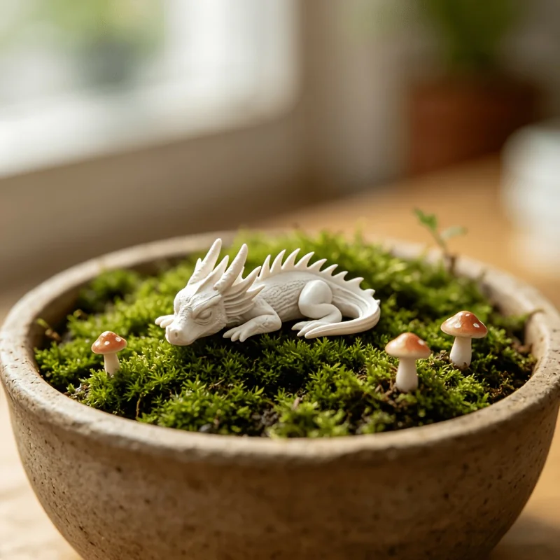 Cute Miniature Sleeping Dragon Statue 3D Printing Creative Dragon Figurine Handicraft Ornament Desktop Garden Bonsai Decor Gifts