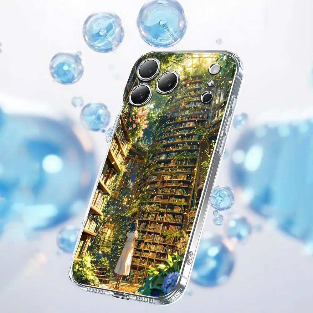Estante de estudo livros capa de telefone para iphone 17,16,15,14,13,12,11 plus, pro, max, plus, e, ar, mini capa transparente
