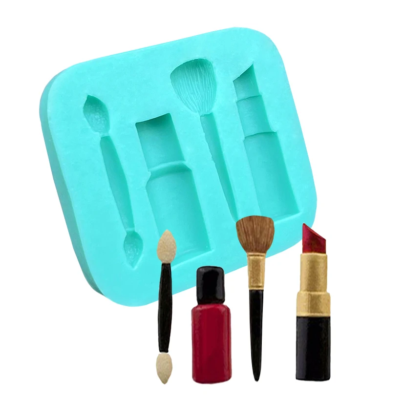 Perfume Lipstick Powder Brush Silicone Sugarcraft Mold Resin Tools Cupcake Baking Mould Fondant Cake Decorating Tools