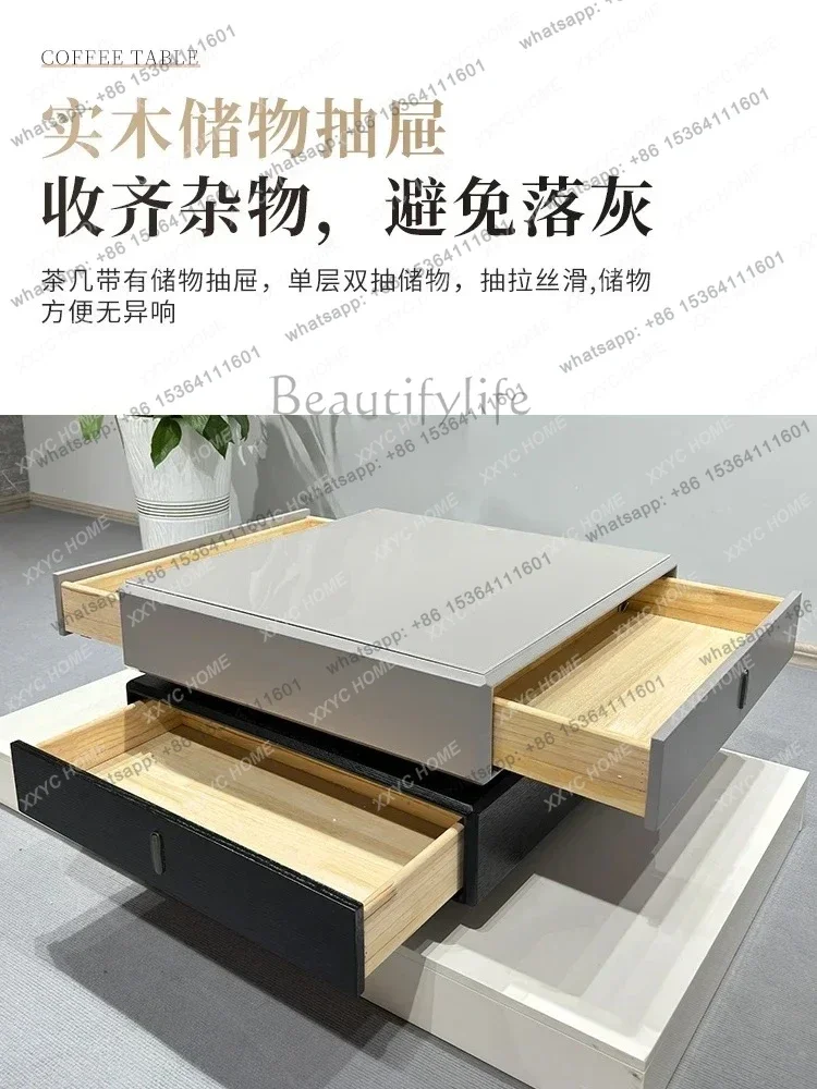Minimal light luxury rotating stacking combination small apartment living room household square coffee table