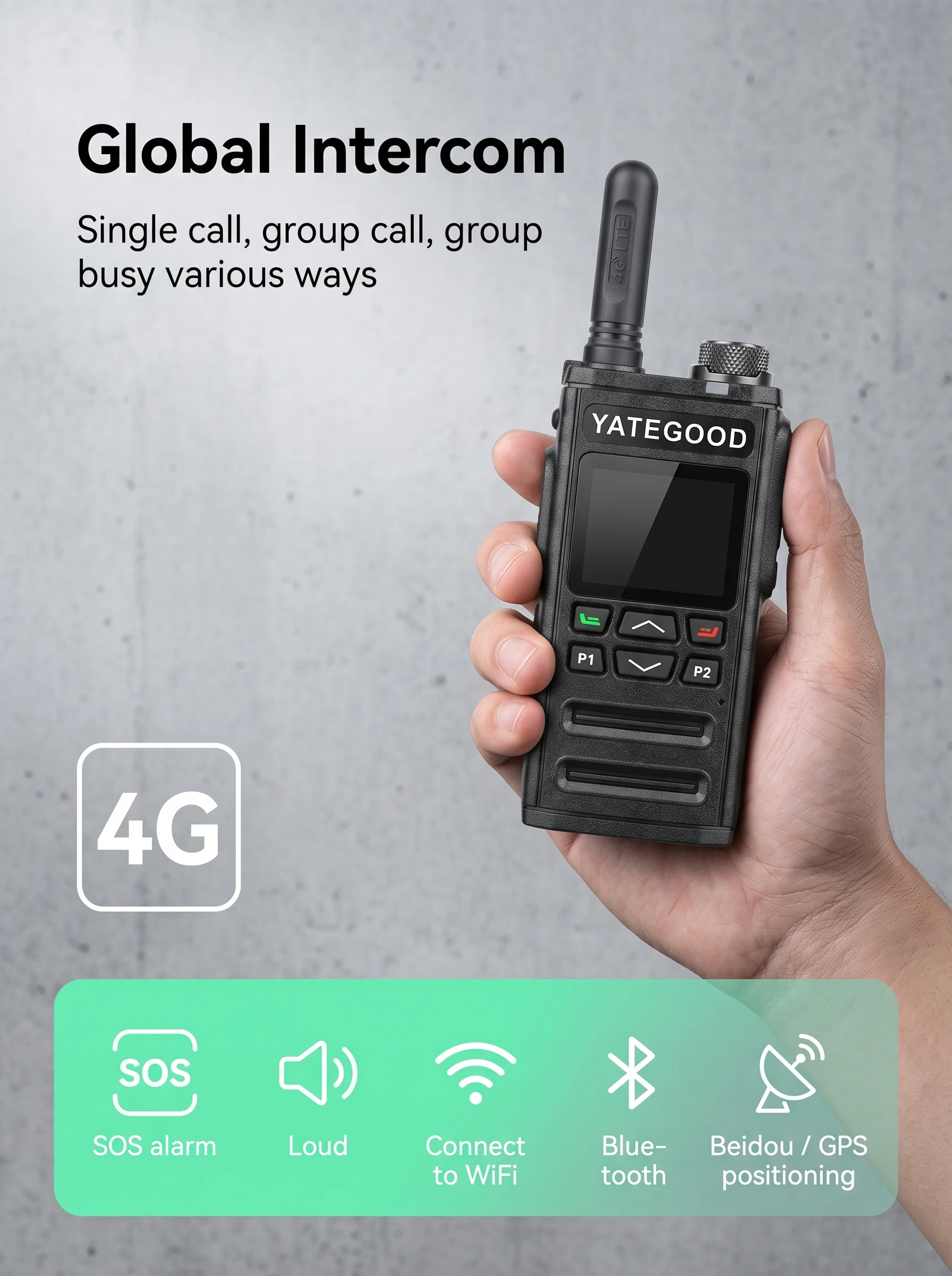 Global ZELLO Walkie Talkie Network 5000KM 3G 4G Radio WiFi 100KM Bluetooth GPS