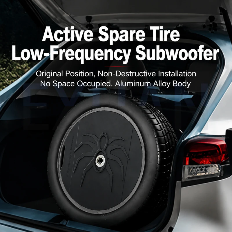 12 Inch Spare Tire Subwoofer 800W Active Car Subwoofer With Built-in Amplifier Super Bass Speaker Car Audio System Under Trunk
