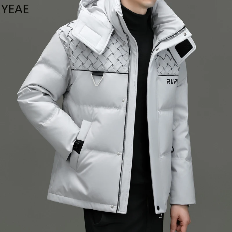 YEAE Removable Hood Short Down Jacket Designer Clothes Men Duck Down Padding Winter Jacket for Men Male Coat Casual Man Sack