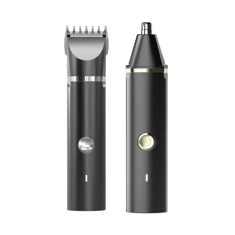 Portable Household 2-in-1 Grooming Kit High-Speed Painless Ceramic Blade Nose and Body Hair Trimmer for Men