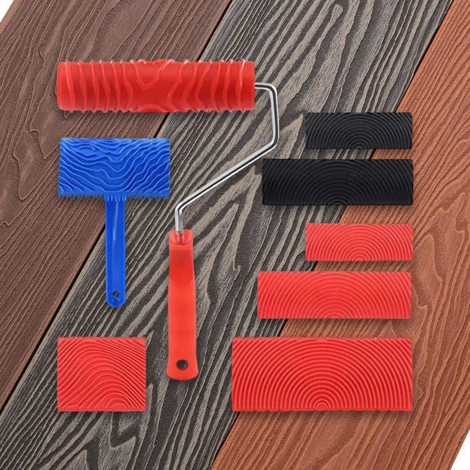 

8 шт., набор инструментов для обработки древесины, валик для рисования древесины, износостойкий инструмент для рисования, эмпаистик, текстура дерева, инструмент для зерна для стены комнаты