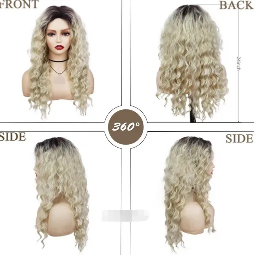 Cabelo sintético 26 polegadas longo loira encaracolado peruca para mulheres acenando raízes escuras ombre peruca fofo encantador festa senhoras sexy