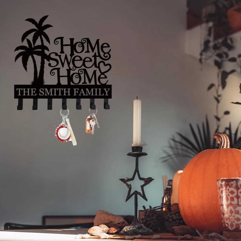 Portachiavi a parete personalizzato "Charming Haven". | Ganci multifunzionali per chiavi/mappendiabiti, regalo di Halloween e Natale, pres per l'inaugurazione della casa della famiglia