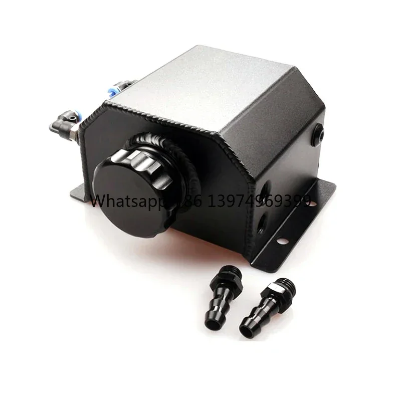 New 2L Square Aluminum Engine Oil Tank with Carbon Removal Sludge Container Exhaust Pipe Modification Breathable Pot-Auto Parts