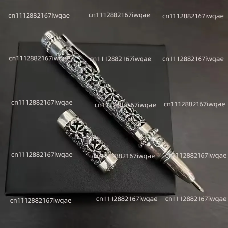 For 925 silver Ballpoint Pen Vintage and Elegant 925 Silver Hollow Carved, Business Signature Pen High Quality Ornament - view 4